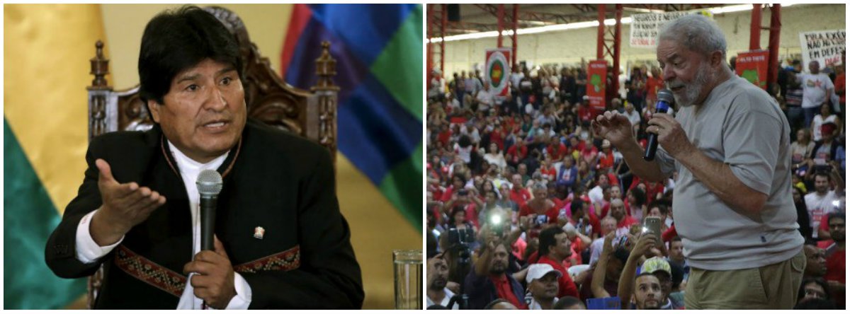 A prisão fruto de uma condenação sem provas do ex-presidente Luiz Inácio Lula da Silva continua rendendo manifestações de apoio ao principal nome do PT até no exterior. O presidente da Bolívia, Evo Morales; "Estamos presenciando uma das maiores injustiças do século XXI. Querem encarcerar um homem inocente, que deu a sua vida a seu país e tirou dezenas de milhões de brasileiros da miséria e da fome. Hoje, mais do que nunca estou contigo", disse Morales 