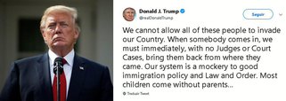 O presidente dos Estados Unidos, Donald Trump se manifestou mais uma vez no Twitter para reafirmar sua posição sobre a política de migração em meio discussões e críticas sobre a separação das famílias na fronteira