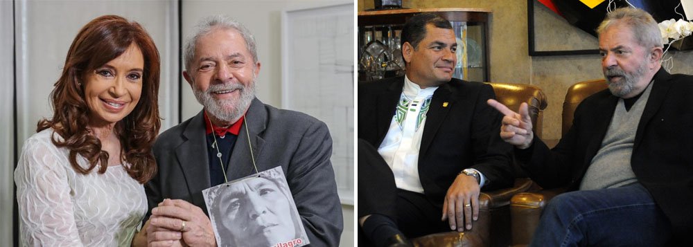 O ex-presidente do Equador Rafael Correa prestou solidariedade a Lula após o ataque a tiros contra sua caravana; "Nossa solidariedade com o camarada Lula e sua caravana pela paz, alegria, vitória, que acaba de ser atacada", disse; a ex-presidente da Argentina Cristina Kirchner afirmou que, "como eles não têm perseguição política e judicial suficiente ou com a campanha de descrédito permanente dos meios de comunicação, agora eles são violentos"