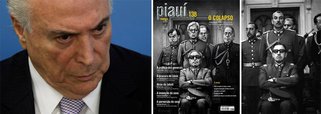 Publicação de João Moreira Salles, um dos herdeiros do Itaú Unibanco, já coloca o Brasil numa ditadura, em que Michel Temer assume ares do ditador chileno Augusto Pinochet; Temer é apresentado sentado em traje militar, acompanhado dos ministros Moreira Franco e Raul Jungmann, do governador do Rio, Luiz Fernando Pezão, e do presidente da Câmara, Rodrigo Maia