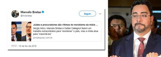 O juiz federal Marcelo Bretas voltou a utilizar sua conta no Twitter; o magistrado que foi bastante criticado por acumular junto com a esposa dois auxílios-moradia, mesmo com imóvel próprio, compartilhou artigo do jornal Opção, de Goiânia, dizendo que Juízes e procuradores são vítimas do moralismo da mídia que se cansou da Lava Jato; seguidores não perdoaram; confira algumas reações 