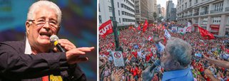 O senador Roberto Requião (PMDB-PR) foi um dos políticos mais requisitados pelo público durante os atos de apoio ao ex-presidente Lula em Porto Alegre; "Em Davos, os ricos do mundo defendem o capital financeiro. Aqui, defendemos a democracia", bradou para a plateia entusiasmada que lotava o Teatro Dante Barone; para o senador, Lula "é o ponto de apoio, pela sua popularidade, para barrar o entreguismo que dirige o governo brasileiro a favor do capital financeiro"