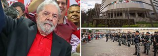 Julgamento do ex-presidente Lula, marcado para esta quarta-feira (24), no TRF-4, em Porto Alegre, será palco de uma verdadeira operação de guerra em nome da segurança; segundo o secretário de Segurança Pública do Rio Grande do Sul, Cezar Schirmer, o perímetro do entorno do TRF-4 terá restrição por via "aérea, terrestre e naval", além de atiradores de elite posicionados em locais estratégicos; "O perímetro ficará isolado o tempo necessário para garantirmos a ordem e a segurança ao TRF-4", afirmou o comandante-geral da Brigada Militar, Andreis Dell Lago; desembargadores decidirão se condenarão Lula sem que haja provas contra ele, solapando a democracia, ou se o considerarão inocente, podendo disputar a eleição presidencial de outubro como deseja o povo brasileiro