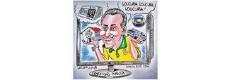 O cartunista Latuff retrata como a Globo, concessão pública, corrói a democracia brasileira e tenta, por meio de seus programas demagógicos e populistas, emplacar um de seus funcionários – o apresentador Luciano Huck – na presidência da República. Inacreditável a destruição em massa que a Globo promove no Brasil há mais de 50 anos