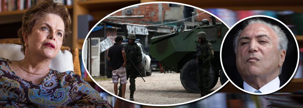 Em entrevista ao site Sul 21, a presidente deposta Dilma Rousseff analisa as características da atual etapa do golpe e alerta para seus aspectos mais graves, expressos a partir da intervenção federal no Rio de Janeiro; “É típico da Justiça destes momentos de exceção criar a justiça do inimigo. E este inimigo, no caso do Brasil, é o negro pobre que mora na periferia. Quem é o inimigo? Pelas declarações de integrantes do governo vê-se uma coisa surgindo claramente: o inimigo fala português, é brasileiro, negro e pobre ou mulato. Ele não é branco, não mora em Ipanema nem no Leblon”, afirma Dilma