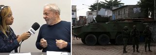 O ex-presidente Lula, que está em Belo Horizonte nesta quarta-feira, 21, atacou a intervenção militar no Rio e disse que a atuação do Exército nas favelas cariocas é inadequada; "As nossas Forças Armadas não foram preparadas para isso. Tenho uma preocupação porque sei que esse é um tema que mexe com todos os brasileiros, sobretudo os mais pobres", disse ele em entrevista à rádio Itatiaia; para Lula, a ação do governo é uma "pirotecnia"; "Eu temo que essa intervenção no Rio de Janeiro seja uma coisa de pirotecnia, de interesse político. O Temer sabe que o que tirou a Reforma da Previdência da pauta foi a pesquisa dizendo que os deputados não iriam votar"