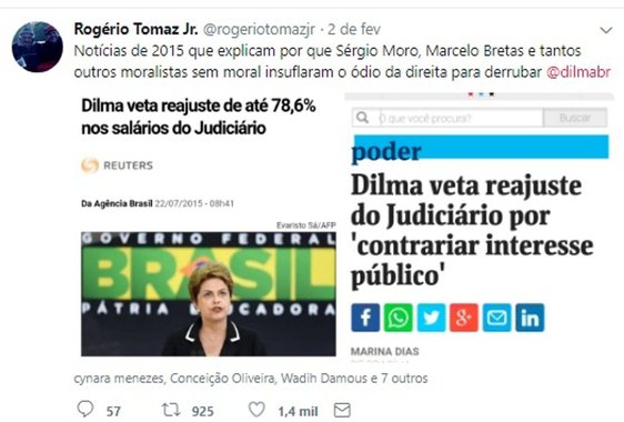 Para jornalista brasileiro radicado no Uruguai, notícias de 2015 audam a explicar o ódio da direita por Lula e Dilma; de acordo com Rogério Thomaz, essa raiva pode ser explicada pelo fato de Dilma ter negado por diversas vezes um aumento de 78% ao Poder Judiciário em 2015