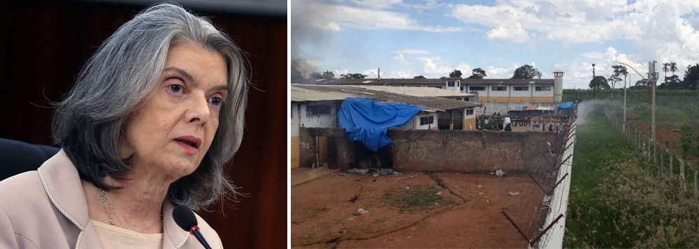 Presidente do STF determinou que o Tribunal de Justiça do Estado de Goiás inspecione o presídio de Aparecida de Goiânia em um prazo máximo de 48 horas após uma rebelião que resultou em nove detentos mortos e outros 99 foragidos; ministra requisitou o "envio urgente" para o Conselho Nacional de Justiça (CNJ) das informações "sobre as condições dos presos, do estabelecimento prisional e das providências adotadas pelo Poder Judiciário, se for o caso, nos limites de suas atribuições"