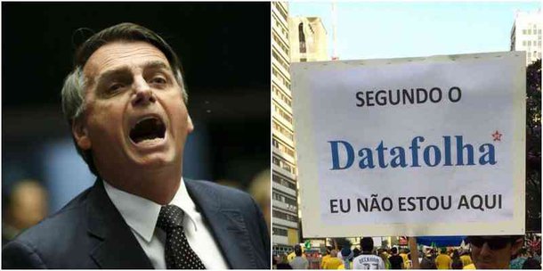 Bolsonaro alega que os questionários do instituto induzem o eleitor a responder o que o jornalão quer como resposta, ou seja, seria uma pesquisa tendenciosa