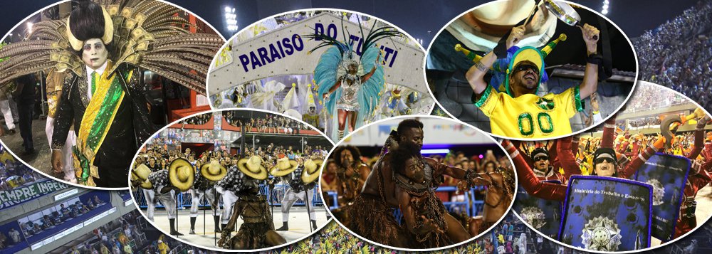 "Quem vai ganhar o desfile de 2018? E isso tem alguma importância? Nós ganhamos! Nós, o povo, já ganhamos um dos melhores carnavais da história desse país. Os quase vinte milhões de desempregados podem soltar um sorriso, mesmo que de 'canto de boca'; os precarizados podem se abraçar; os aposentados e os que querem se aposentar tomem uma cervejinha bem gelada... Ganhamos essa!", escreve o colunista Ângelo Cavalcante, sobre o desfile da Paraíso do Tuiuti; "E para os golpistas de plantão, aos que bateram panelas, que dançaram suas coreografias patéticas, que se vestiram de CBF vejam o inacreditável, se assustem, se espantem, tenham medo... Isso se chama POVO e para vossos pecados e arrependimentos, ele está mais vivo do que nunca!"