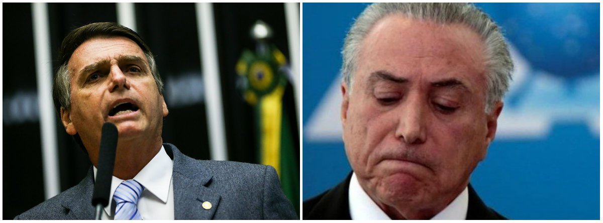 Ex-capitão do Exército e deputado federal Jair Bolsonaro (PSC-RJ) opinou sobre a intervenção federal na Segurança Pública do Rio e atirou para todos os lados, inclusive em cima de Michel Temer; “O exemplo tem que vir de cima. Logo deveria Temer e Ministros envolvidos em corrupção afastarem-se do Poder para que a faxina tenha legitimidade!”, disse; "Sem mudarmos as Leis, que protegem os marginais, essa intervenção será apenas um remendo"; segundo ele, "a insegurança no Rio de Janeiro tem que ser combatida com energia ou, se for o caso, com mais violência ainda"
