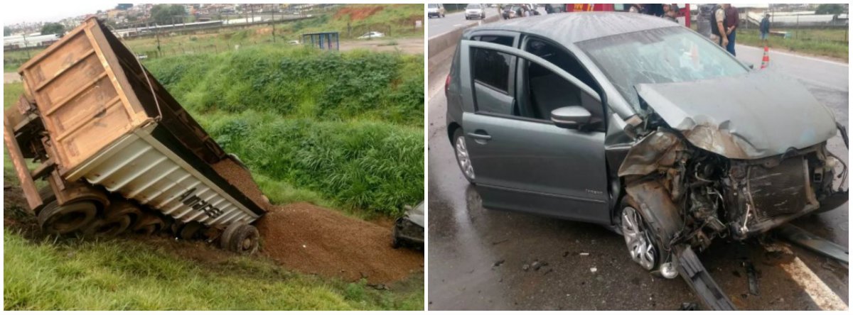 Três carros e um caminhão se envolveram em um acidente no Anel Rodoviário de Belo Horizonte no sentido Rio de Janeiro, na altura do bairro São Gabriel, Região Nordeste da capital mineira; três pessoas ficaram feridas