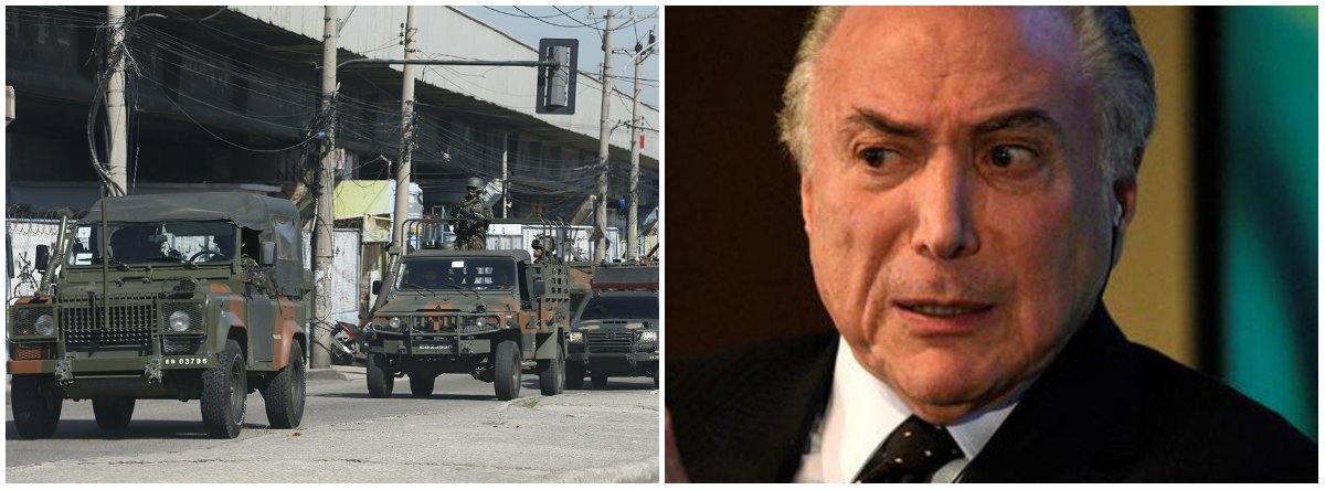Ao relatar a intervenção militar para restabelecer a segurança no Rio de Janeiro, o jornal francês Le Monde diz que a decisão de Michel Temer, "presidente de impopularidade histórica", causa "perplexidade e medo"; o diário francês conta que "as redes sociais foram invadidas por memes de Temer imitando o marechal Castelo Branco, principal arquiteto do golpe de 1964"