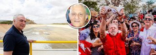 Durante a inauguração da segunda estação de bombeamento do Eixo Norte da transposição do rio  São Francisco, nesta sexta-feira, 2, em Cabrobó, Michel Temer ouviu vários elogios ao ex-presidente Lula pela realização da obra; "Eu quero agradecer ao presidente Lula, que iniciou essa obra", afirmou o prefeito de Cabrobó (PE), Marcílio Cavalcanti (MDB), do partido de Temer