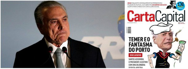 Revista destaca nesta semana a intimação do ministro do STF Luís Roberto Barroso para que Temer responda em 15 dias a 50 perguntas feitas pela Polícia Federal que investiga as motivações de um decreto presidencial "para lá de favorável ao setor portuário"; "Uma negociação em troca de quê? Grana?", questiona a publicação