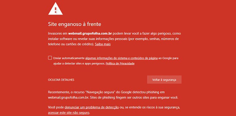 A página da Folha de S. Paulo foi atacada nesta quinta-feira, 8; o endereço do jornal levava a um site que os sistemas de segurança do Chrome e do Google apontam como sujeito à coleta de informações sobre o usuário; "Justamente no dia em que a Folha anuncia que não veicula mais suas matérias no Facebook é, no mínimo, suspeita de retaliação", diz o jornalista Fernando Brito 