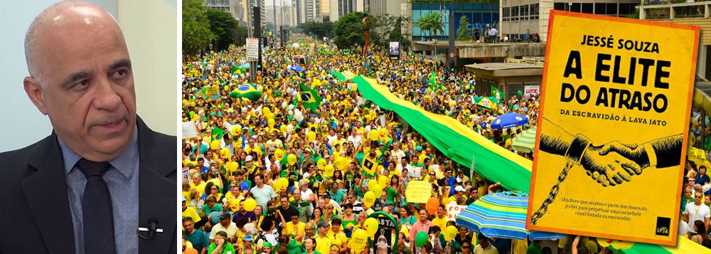Autor de "A elite do atraso", livro mais importante de 2017, o intelectual Jessé Souza explica como a classe média brasileira foi manipulada pela imprensa e levada a apoiar um golpe contra a democracia brasileira, que só interessa aos mais ricos; "a classe média foi massa de manobra dado que não havia, exceto para as capas superiores da classe média associadas ao pacto rentista, nenhum motivo racional para isso", diz ele; "A classe média não ganhou nada e só vai perder com o golpe"; a única justificativa – ainda que irracional – para o apoio da classe média ao golpe é o ódio aos pobres, que vem desde a escravidão