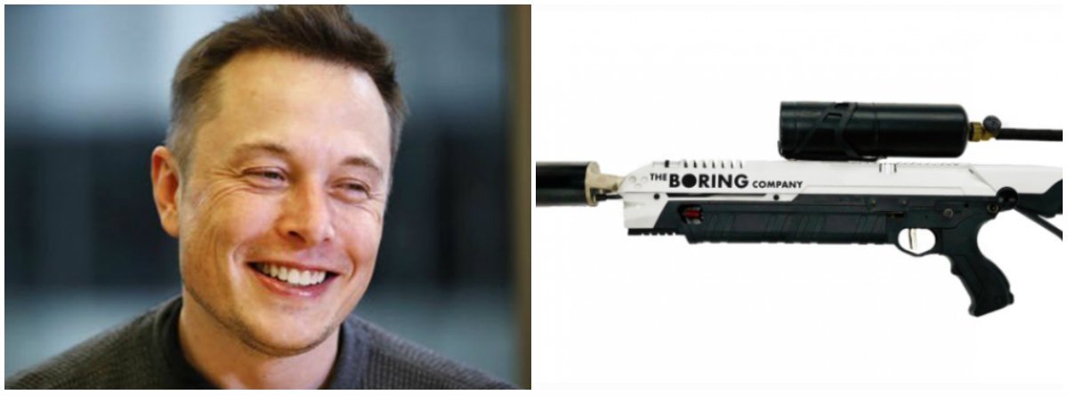 Além da Tesla e SpaceX, Elon Musk encabeça outro grande projeto: a The Boring Company, empresa na qual pretende abrir túneis para criar uma pista subterrânea para carros – e cortar o trânsito das grandes cidades, como Los Angeles (onde mora) e São Francisco (onde a Tesla é baseada); enquanto os planos da empresa não tomam forma, Musk está criando produtos com a marca – uma maneira inclusive de arrecadar dinheiro para o seu projeto. No ano passado, vendeu 50 mil bonés da "The Boring Company"; agora, a empresa está vendendo lança-chamas no valor de US$ 500