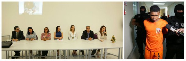 As forças de segurança do Maranhão apresentaram nesta sexta-feira (22), na Casa da Mulher Brasileira, em São Luís, Gabriel Batista Ferreira, preso em flagrante pelos crimes de estupro e roubo realizados na última quinta-feira (21), na capital. O acusado foi preso horas depois de cometer o crime, por meio de uma força tarefa que reuniu policias civis e militares de vários departamentos e batalhões