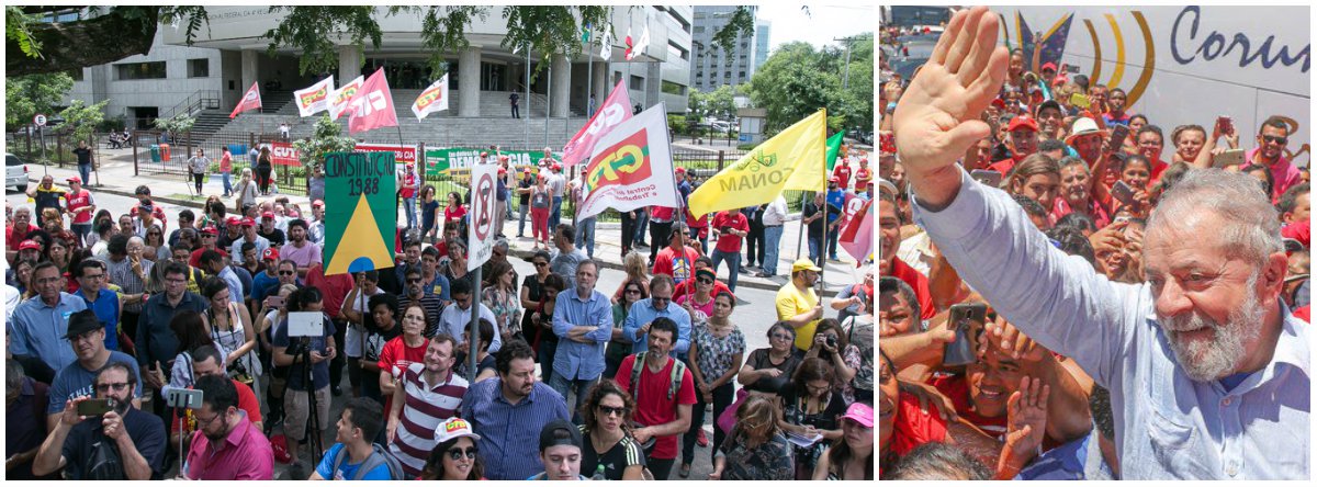 No primeiro ato de mobilização em defesa da candidatura Lula antes de seu julgamento no TRF4, marcado para 24 de janeiro, a Frente Brasil Popular e a Frente Brasil de Juristas pela Democracia promoveram nesta terça-feira 19 uma aula pública diante do tribunal, em Porto Alegre; professora Gisele Cittadino, coordenadora do Programa de Mestrado e Doutorado em Direito da PUC-RJ, afirmou: "todos sabem que o triplex no Guarujá nunca foi do presidente Lula. O objetivo é tirar o ex-presidente do processo eleitoral"; "Não tem outra saída a não ser considerar esse processo nulo", completou Carol Proner, professora da UFRJ; delegados em defesa da democracia e de Lula também pretendem protestar na capital gaúcha