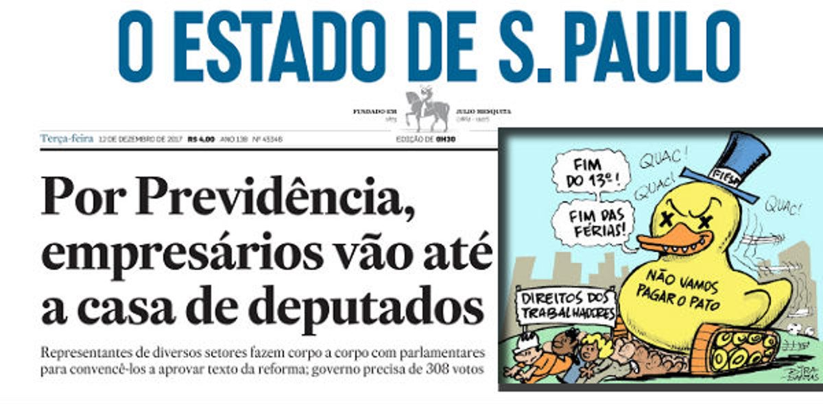 Na manchete do Estadão, o “patriotismo” dos empresários brasileiros, visitando em casa os deputados para pedir-lhes que votem a retirada dos direitos previdenciários dos trabalhadores; como bons visitantes, não devem estar batendo na porta de suas excelências sem levar uma “lembrancinha”, sempre útil quando as eleições se aproximam, escreve o jornalista Fernando Brito, no blog Tijolaço