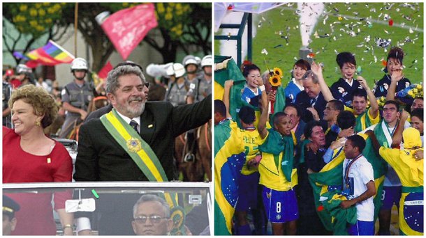 Jornalista Breno Altman observa fatos da Copa do Mundo de 2002 que se repetirão em 2018, e aposta na coincidência que pode levar o Brasil a ser campeão no próximo ano e o ex-presidente Lula sendo eleito pela terceira vez; as coincidências são Holanda fora do mundial, Dinamarca no grupo da França, Nigéria no grupo da Argentina e Costa Rica no grupo do Brasil; resultado de 2002: Brasil campeão e Lula eleito presidente