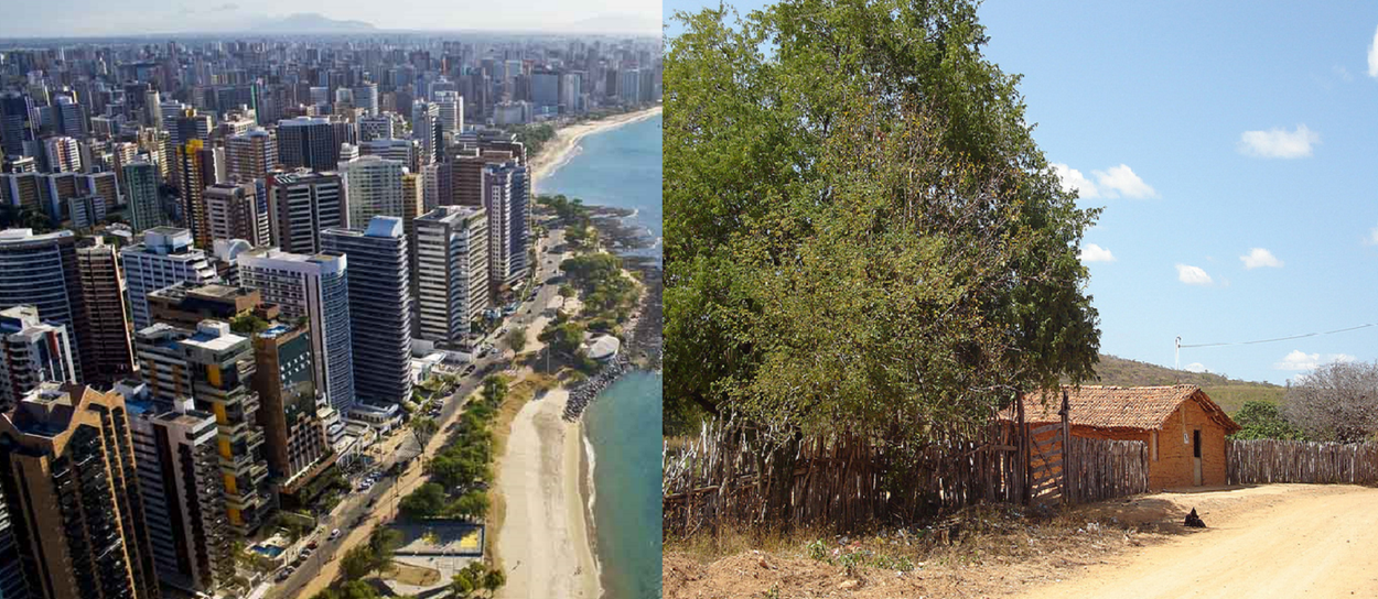 Apesar do crescimento da economia e da estabilidade financeira do Ceará, o quadro de desigualdade regional não sofreu alteração e a riqueza continua fortemente concentrada na capital e na região metropolitana. Dos 184 municípios cearenses, seis são responsáveis por uma participação de 60,9 por cento do Produto Interno Bruto (PIB) do Estado. Destes, só Fortaleza responde por 43,2 por cento do Índice, mas a concentração é ainda maior se for considerada a Região Metropolitana de Fortaleza (RMF), com  65,2 por cento do PIB. Os 15  menores municípios participam com apenas 0,5 por cento do PIB estadual, com forte participação das atividades de Administração Pública e de Serviços