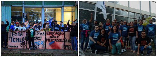 Com a participação da delegação de Alagoas, o Comando Nacional de Greve (CNG) da Federação de Sindicatos dos Trabalhadores Técnico-Administrativos em Instituições de Ensino Superior Públicas do Brasil (FASUBRA Sindical) faz uma vigília, desde a madrugada (27), fechando a entrada do Ministério do Planejamento, Desenvolvimento e Gestão (MPDG), em Brasília-DF; os grevistas declararam que ninguém entra no Ministério até que a categoria seja recebida pelo ministro Dyogo Oliveira, para discutir a pauta de reivindicações; as entradas estão bloqueadas e os trabalhadores servem café da manhã aos caravaneiros vindos de diversos estados