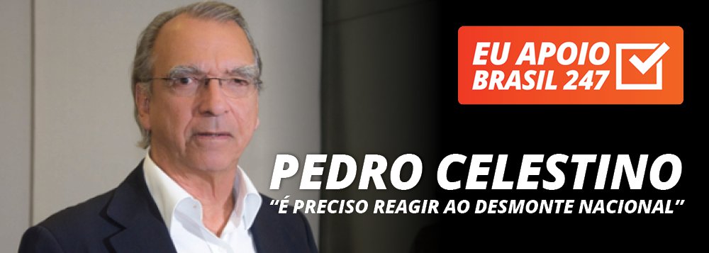 O engenheiro Pedro Celestino, presidente do Clube de Engenharia, apoia a campanha de assinaturas solidárias do Brasil 247, em defesa do interesse nacional. "Contribua com o 247. Nós precisamos que o 247 se transforme numa televisão que chegue a todos os lares, que chegue aos mais remotos rincões do nosso País, para que o nosso povo seja informado e possamos reagir ao desmonte que estamos assistindo", diz ele