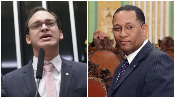 O Tribunal Regional Eleitoral da Bahia (TRE) rejeitou por unanimidade o pedido de cassação do mandato do deputado federal Uldurico Junior (à esquerda), a partir de acusação do vereador de Salvador Joceval Rodrigues (à direita) de que o parlamentar eleito na disputa de 2014 fez uso indevido de veículos de comunicação em favor de sua própria candidatura; Uldurico comemorou o resultado de forma contida, pois disse que já o esperava; "A Justiça foi feita. Estávamos tranquilos, tendo em vista que as acusações foram feitas com base apenas em interesses políticos"; Joceval é o primeiro suplente do deputado, e herdaria o mandato se ele fosse cassado; o vereador não vai recorrer, pois "só resta um ano de mandato"