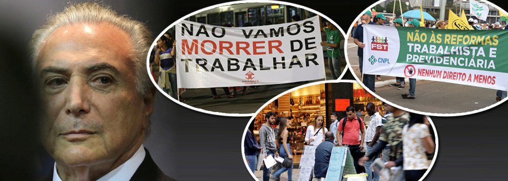 "A lei trabalhista de Temer, que entra em vigor neste sábado, dia 11, dá aos empresários um poder sem limites, um poder absoluto de fazer e desfazer da vida dos trabalhadores e das trabalhadoras", diz o presidente da CUT, Vagner Freitas; "Para Temer e os deputados aliados ao seu governo golpista e ilegítimo, não bastava jogar no lixo 100 itens da CLT que protegiam os trabalhadores e as trabalhadoras de empresários inescrupulosos. Era fundamental dar a essa turma de empresários segurança jurídica para explorar, enganar, intimidar e impedir que os sindicatos agissem para combater a má-fé, o ataque aos direitos adquiridos, o não pagamento de direitos, os depósitos ao INSS e ao FGTS", aponta Freitas; entenda alguns dos direitos fundamentais que os trabalhadores perderam com a "reforma"