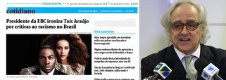 Até então passado despercebido pela mídia tradicional, o episódio do presidente da EBC, Laerte Rimoli, que entrou na onda racista e tirou sarro da atriz Taís Araújo, que disse a cor de seu filho faz as pessoas atravessarem a rua, ganhou uma reportagem na Folha de S.Paulo