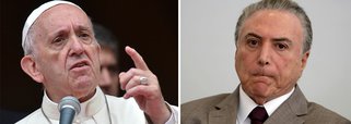 O papa Francisco se recusou a receber Michel Temer em Roma; peemedebista pretendia viajar para a capital da Itália, onde participaria de uma solenidade de canonização dos mártires de Cunhaú e Uruaçu no Vaticano; ele pediu uma audiência com o pontífice, mas ela foi negada