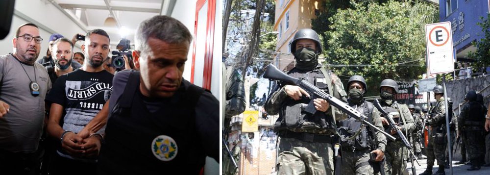 
Depois da prisão do chefe do tráfico da Rocinha, Rogério Avelino da Silva, o Rogério 157, durante ação policial no Parque Arará, na zona norte do Rio, a favela vive clima de tensão, tiroteio e mortes; a segurança foi reforçada na comunidade, onde dois traficantes morreram, após troca de tiros entre policiais do Batalhão de Operações Especiais (Bope) e do Batalhão de Choque; segundo relatos, os policiais faziam uma operação na favela, quando entraram em confronto com criminosos na altura da Rua 2
