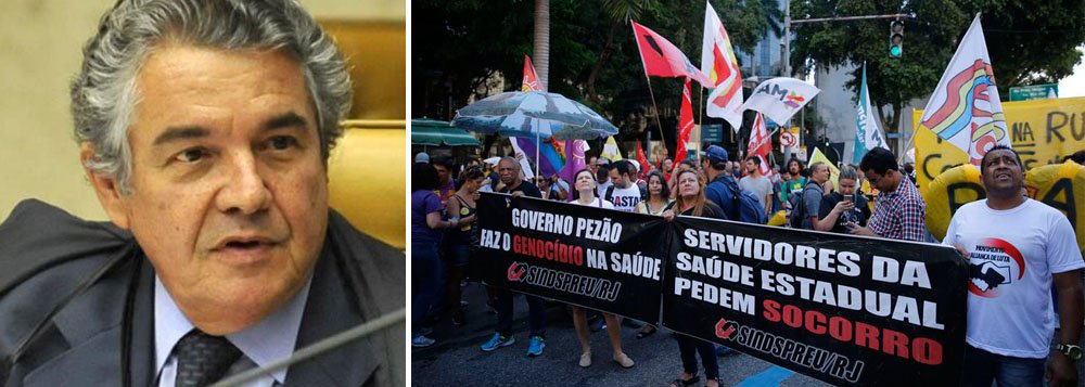 "Espero que tenham juízo e isso não chegue ao Supremo. Que cada qual faça a sua parte", afirmou o ministro Marco Aurélio Mello, do Supremo Tribunal Federal, em comentário sobre a decisão da Assembleia Legislativa do Rio de Janeiro que deu liberdade a Jorge Picciani, presidente da Casa, e dos deputados Paulo Melo e Edson Albertassi, atual líder do governo, todos do PMDB; parecer da CCJ na Alerj citou decisão recente do STF que deu ao Senado a prerrogativa para decidir o futuro do senador Aécio Neves (PSDB-MG); Mello disse que a decisão do STF foi "estrita a deputados federais e senadores e relativa à submissão à respectiva Casa Legislativa da prisão em flagrante"; "Nada além disso", acrescentou