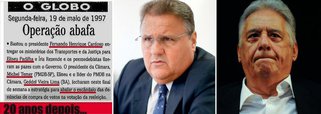 Preso nesta sexta-feira em Salvador, o ex-deputado Geddel Vieira Lima (PMDB-BA) é um dos corruptos mais longevos da política brasileira; há vinte anos, o Globo noticiava que ele e Michel Temer chantagearam o então presidente Fernando Henrique Cardoso para abafar investigações sobre a compra de votos para a reeleição; os peemedebistas só sossegaram quando arrancaram de FHC os ministérios dos Transportes com Eliseu Padilha e Íris Rezende