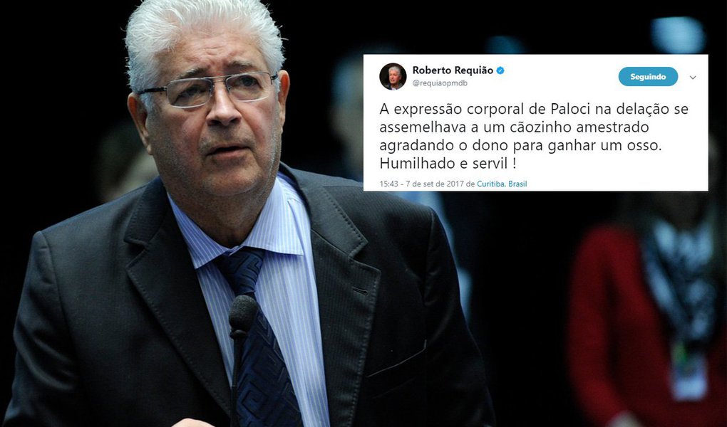 Para o senador Roberto Requião (PMDB-PR), o ex-ministro Antonio Palocci "parecia um cão amestrado" em depoimento prestado ao juiz Sérgio Moro, nesta quarta-feira (06) em Curitiba; "Paloci fez seu depoimento com a submissão e postura de um verdadeiro Bichon Frisé diante de seu dono.Que coisa triste é a delação premiada!", escreveu Requião em seu Twitter