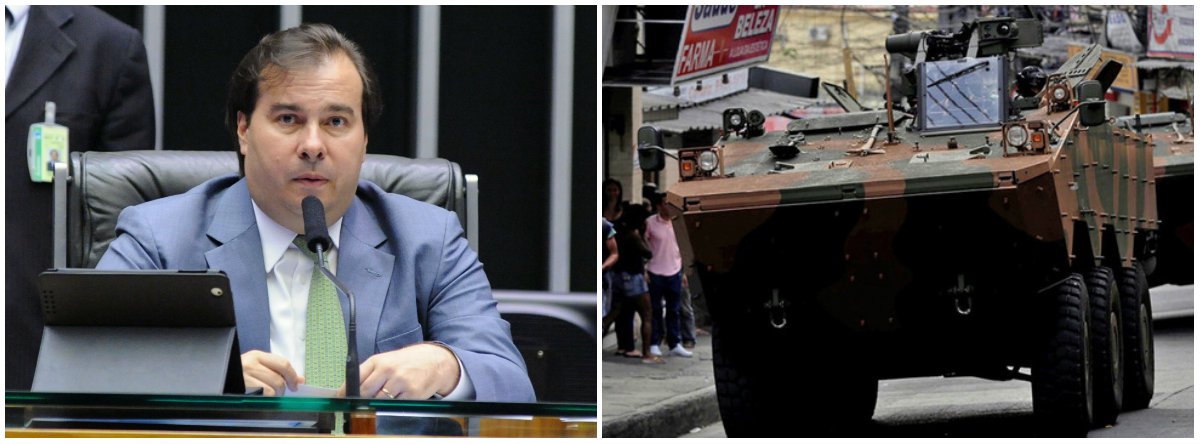 O presidente da Câmara dos Deputados, Rodrigo Maia (DEM-RJ) defendeu a continuidade das tropas federais no Rio até o fim de 2018. De acordo com o parlamentar, a coordenação da política de segurança do estado deveria ser do governo federal, e não estadual; "Em alguns momentos, o ministro da Defesa (Raul Jungmann) disse que poderia ir até o final do governo Temer", afirmou ele