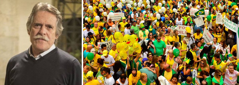 "Brasileiro é o único povo do mundo que vai pra rua, veste camisa e usa bandeira, para levar seu país às trevas. Econômica, moral e educacionalmente. Conseguiram trazer de volta a República das Bananas. E dormem em berço esplêndido aguardando a pobreza chegar...", criticou o ator José de Abreu no Twitter