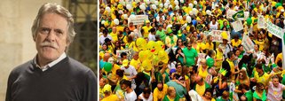 "Brasileiro é o único povo do mundo que vai pra rua, veste camisa e usa bandeira, para levar seu país às trevas. Econômica, moral e educacionalmente. Conseguiram trazer de volta a República das Bananas. E dormem em berço esplêndido aguardando a pobreza chegar...", criticou o ator José de Abreu no Twitter