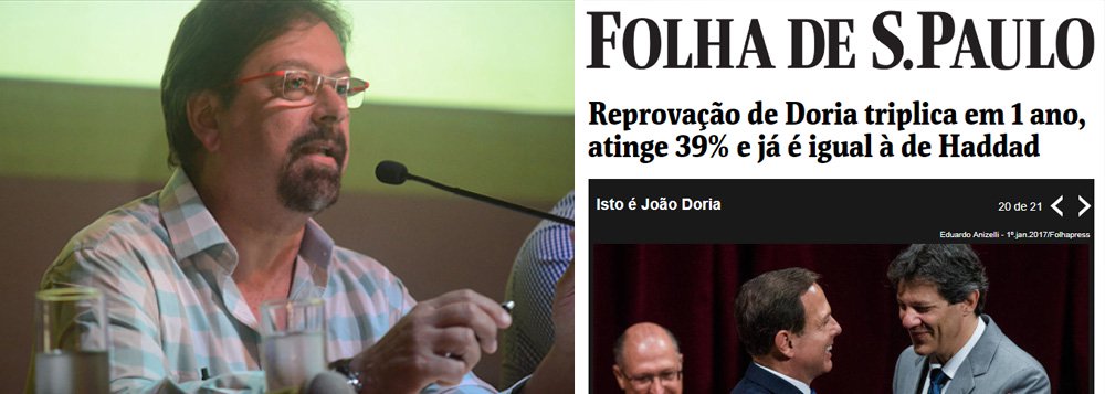 "Fica a pergunta: qual o objetivo de Haddad estar em destaque na foto de uma pesquisa negativa para Doria?", indaga o jornalista; ele afirma que as reprovações não são comparáveis, pois o ex-prefeito petista reajustou a tarifa do transporte logo no primeiro ano de sua gestão, o que gerou protestos de movimentos sociais, que reprimidos violentamente pela PM, só cresceram e desencadearam, com ação coordenada da mídia, nas manifestações de junho de 2013, contra o PT, o governo Dilma e outras pautas