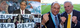 Depois que uma segunda testemunha afirmou que a Globo pagou propinas a dirigentes da CBF, da Fifa e de outras confederações na compra de direitos de transmissão de eventos esportivos, a empresa mudou seu discurso; agora, diante das evidências de que a emissora corrompeu cartolas para ter exclusividade no futebol, a empresa afirma que comprou os eventos de boa fé e diz ter sido enganada pelos delatores que venderam a ela esses mesmos direitos de transmissão; segundo nota lida por William Bonner, a Globo ficou "surpresa" ao saber das propinas; delatores dizem ter sido orientados pela própria Globo a abrir uma empresa na Holanda para que a concessionária pública brasileira pudesse corrompê-los
