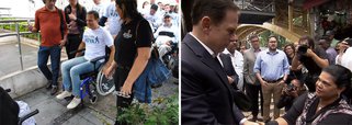 A imagem de "zelador" da cidade que o prefeito João Doria (PSDB) tenta vender parece estar caindo por terra. Nesta terça-feira (21), o tucano participou da reabertura do Viaduto Santa Efigênia, no centro da capital, que passou por reforma; ao invés de cumprimentos, no entanto, o ex-apresentador de televisão foi cobrado pela falta de comprometimento com os deficientes físicos da cidade; "Linda a escada, maravilhosa, só não tem acessibilidade para o cadeirante. E muito bom o senhor sentar em uma cadeira de rodas em um lugar que é plano e fingir que tem acessibilidade, mas aqui não tem. Para chegar aqui foi muito complicado, eu quase fui atropelada", afirmou uma cadeirante ao tucano