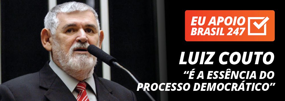 O deputado federal Luiz Couto (PT-PB) apoia a campanha de assinaturas solidárias do Brasil 247. "O 247 é a essência do processo democrático brasileiro. A cada dia, nós verificamos que as notícias que são veiculadas pelo 247 não têm qualquer contestação. Isso significa que eles apuram a verdade, acima de tudo", diz ele