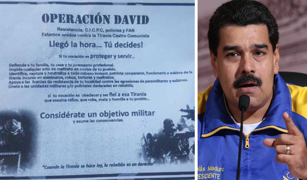 
O governo de Nicolás Maduro já tinha sido alvo de ataque de terroristas, neste domingo (6), que tentaram tomar a base militar Paramacay, na cidade de Valência. O ataque ciberterrorista de hoje foi atribuído ao grupo chamado "The Binary Guardians", que defende uma insurreição armada contra o governo de Maduro
