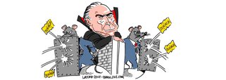 Pelas regras da Constituição, a denúncia só tem prosseguimento se essa for a vontade de 342 deputados. Temer e seus aliados precisam, portanto, trabalhar para que a soma dos parlamentares que votarão contra a denúncia, dos ausentes e das abstenções não chegue a 172; chargista Latuff retrata a tragédia brasileira