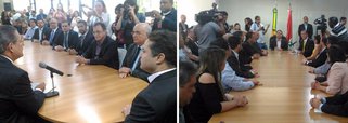 O PPS agora faz parte do grupo político liderado pelo governador Renan Filho (PMDB); oficialização foi selada com a posse do novo secretário de Estado da Ciência, Tecnologia e Inovação, Regis Cavalcante; além do PPS, também compõem a base aliada do governo o PSD, PCdoB, PTB, PHS e PTdoB; há, ainda, uma especulação de que o PT e o PDT, partidos dos deputados federais Paulão e Ronaldo Lessa, respectivamente, também devam passar a integrar a base aliada do governo de Alagoas