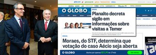 Michel Temer, que conspirou contra a democracia brasileira e traiu a presidente Dilma Rousseff, só chegou ao poder porque teve o apoio de João Roberto Marinho, da Globo; ontem, no entanto, seu governo rasgou o princípio da transparência pública e adotou uma prática típica de ditaduras: classificou como confidenciais os registros de visitas de Marcelo Odebrecht e Joesley Batista ao Palácio do Jaburu; curiosamente, o Gabinete de Segurança Institucional vazou todos os registros sobre Dilma; agora, vítima de censura, o Globo pretende recorrer ao STF para obrigar o Planalto a revelar um segredo de Polichinelo: o de que Temer era unha e carne com a JBS e a Odebrecht