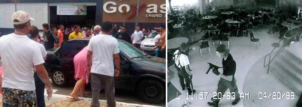 O estudante de 14 anos que foi o autor do ataque com arma de fogo ocorrido no fim dessa manhã no Colégio Goyases, em Goiânia, afirmou que foi motivado por bullying e disse que se inspirou nos casos da escola de Columbine (ocorrido em 1999, nos Estados Unidos), e de Realengo (em 2011, no Rio de Janeiro), de acordo com o delegado Luís Gonzaga, da Delegacia de Polícia de Apuração de Atos Infracionais da Polícia Civil de Goiás; o adolescente já foi ouvido pela polícia; o autor dos disparos narrou também que tinha intenção de matar apenas o colega autor do bullying contra ele, mas no momento do ataque, sentiu vontade de fazer mais vítimas
