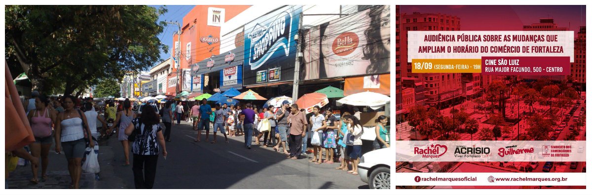 A proposta do Prefeito Roberto Cláudio que muda o horário de funcionamento do comércio de Fortaleza, estará em debate hoje à noite, numa audiência publica convocada conjuntamente pela Câmara Municipal e Assembleia Legislativa, através dos vereadores Acrísio Sena (PT) e Guilherme Sampaio (PT) e da deputada estadual Rachel Marques (PT). A proposta não tem o apoio do Sindicato dos Comerciários que considera a medida prejudicial à categoria com a ampliação da jornada de trabalho, a falta de segurança e a falta de transporte público
 
 